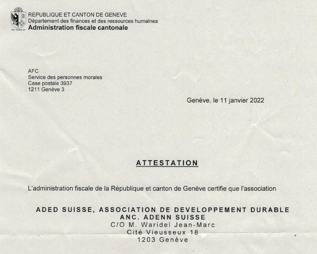 Attestation ADED